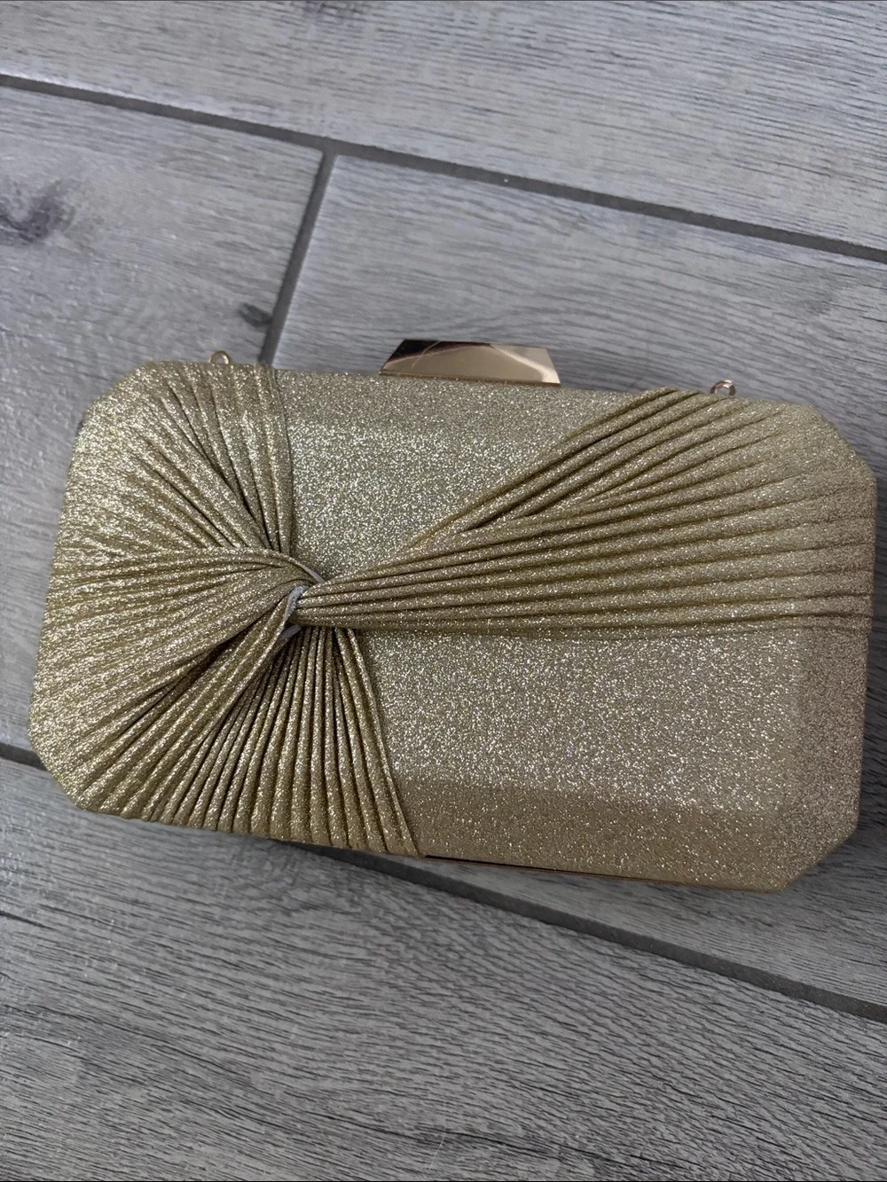Gold Glitter Knot Evening Clutch